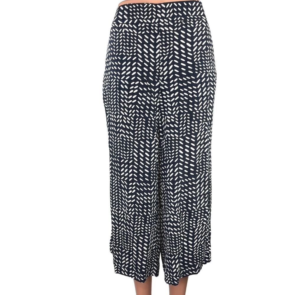 Ann Taylor LOFT Women's Black Geometric Print High Rise Cropped Wide Leg Pants 6 - Picture 1 of 6